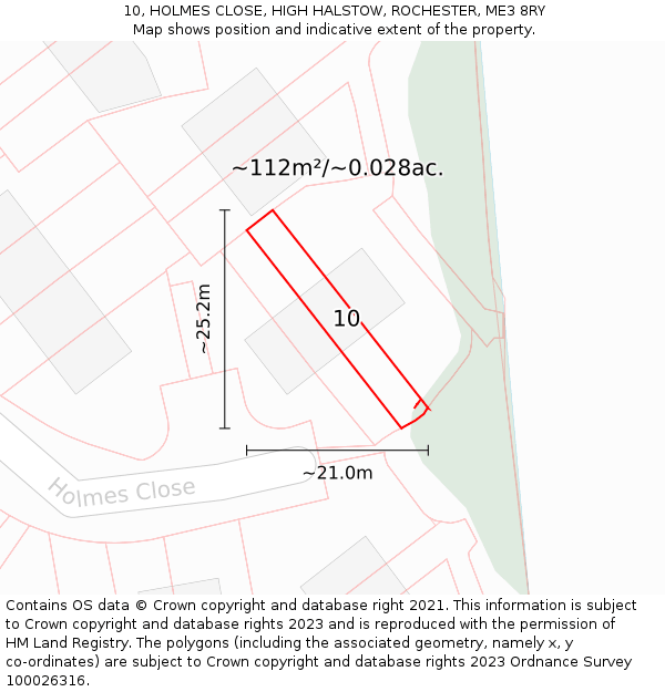 10, HOLMES CLOSE, HIGH HALSTOW, ROCHESTER, ME3 8RY: Plot and title map