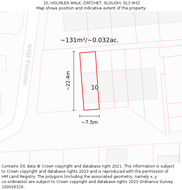 10, HOLMLEA WALK, DATCHET, SLOUGH, SL3 9HZ: Plot and title map