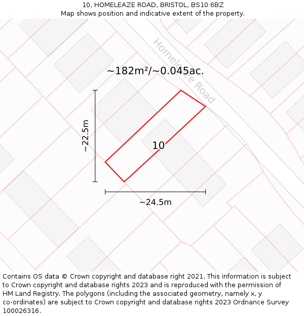 10, HOMELEAZE ROAD, BRISTOL, BS10 6BZ: Plot and title map