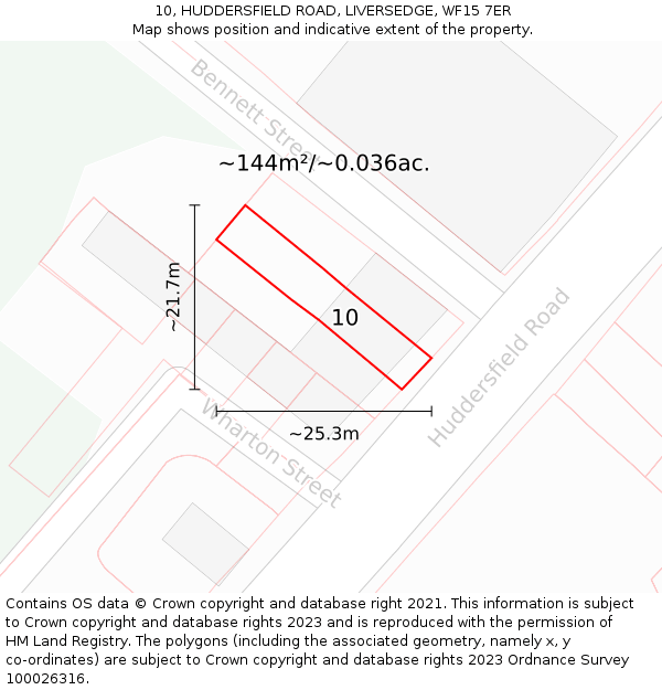 10, HUDDERSFIELD ROAD, LIVERSEDGE, WF15 7ER: Plot and title map