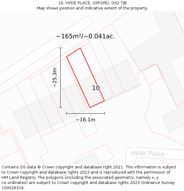 10, HYDE PLACE, OXFORD, OX2 7JB: Plot and title map