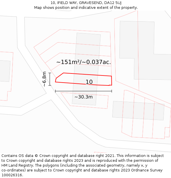 10, IFIELD WAY, GRAVESEND, DA12 5UJ: Plot and title map