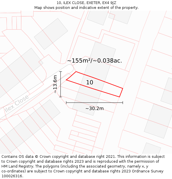 10, ILEX CLOSE, EXETER, EX4 9JZ: Plot and title map