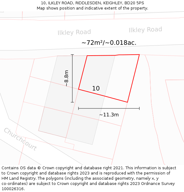 10, ILKLEY ROAD, RIDDLESDEN, KEIGHLEY, BD20 5PS: Plot and title map
