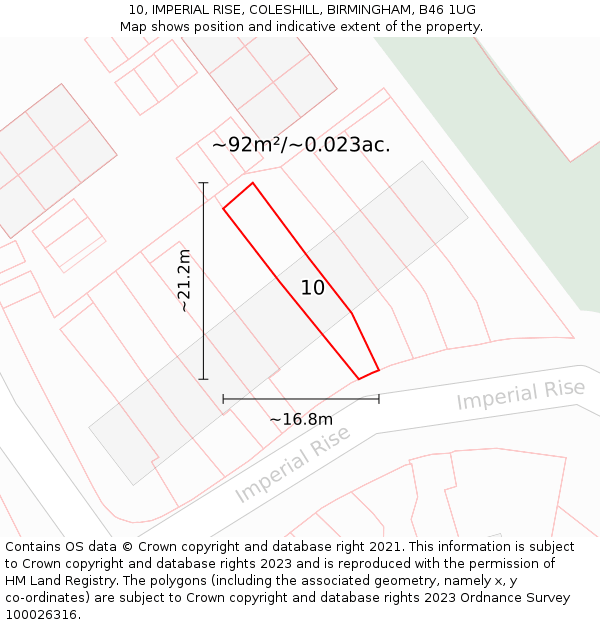 10, IMPERIAL RISE, COLESHILL, BIRMINGHAM, B46 1UG: Plot and title map