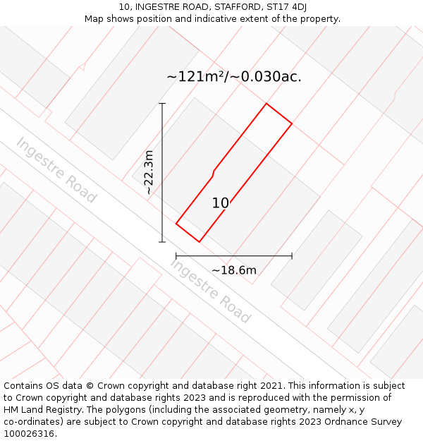 10, INGESTRE ROAD, STAFFORD, ST17 4DJ: Plot and title map