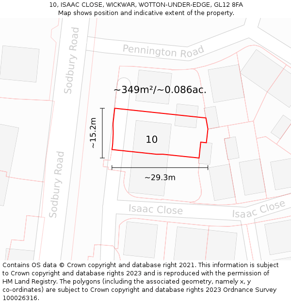 10, ISAAC CLOSE, WICKWAR, WOTTON-UNDER-EDGE, GL12 8FA: Plot and title map