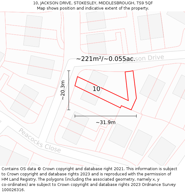 10, JACKSON DRIVE, STOKESLEY, MIDDLESBROUGH, TS9 5QF: Plot and title map