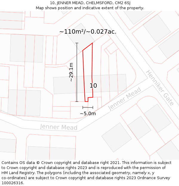 10, JENNER MEAD, CHELMSFORD, CM2 6SJ: Plot and title map