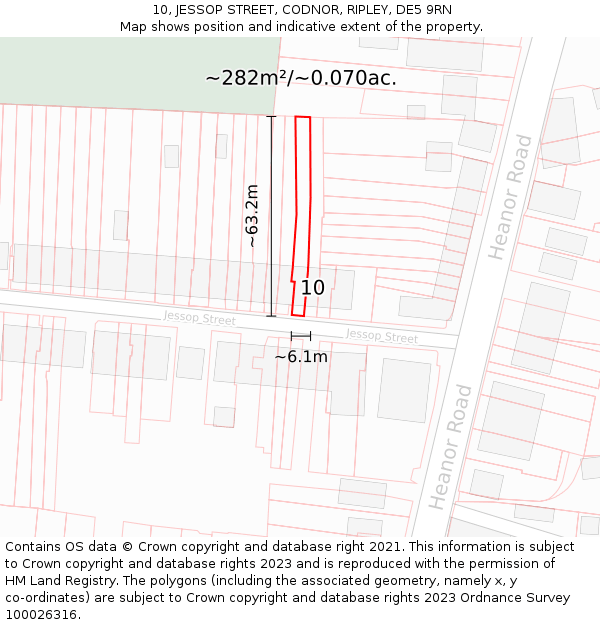 10, JESSOP STREET, CODNOR, RIPLEY, DE5 9RN: Plot and title map