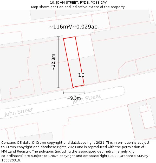 10, JOHN STREET, RYDE, PO33 2PY: Plot and title map