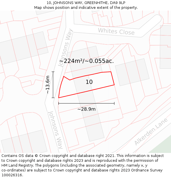 10, JOHNSONS WAY, GREENHITHE, DA9 9LP: Plot and title map