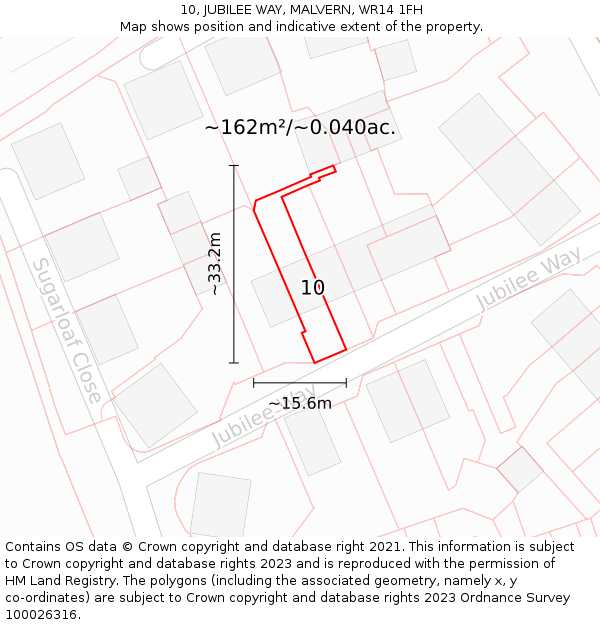 10, JUBILEE WAY, MALVERN, WR14 1FH: Plot and title map