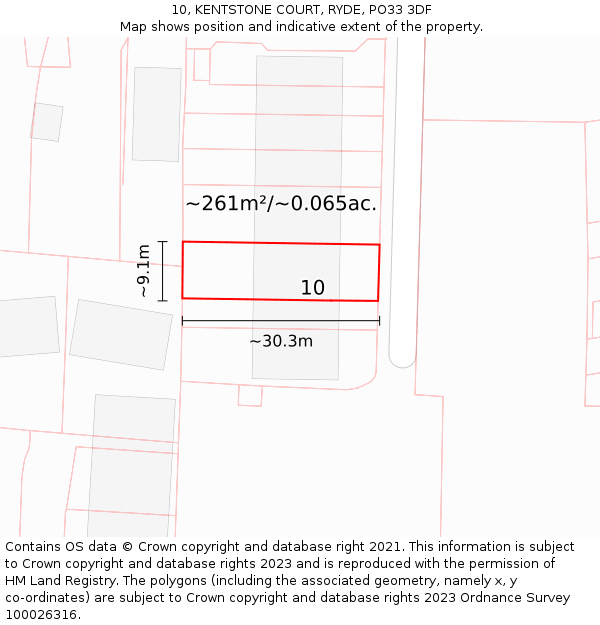 10, KENTSTONE COURT, RYDE, PO33 3DF: Plot and title map