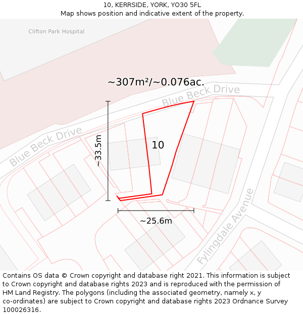 10, KERRSIDE, YORK, YO30 5FL: Plot and title map