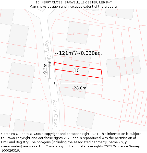 10, KERRY CLOSE, BARWELL, LEICESTER, LE9 8HT: Plot and title map