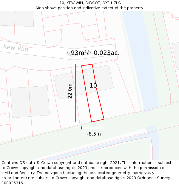 10, KEW WIN, DIDCOT, OX11 7LS: Plot and title map