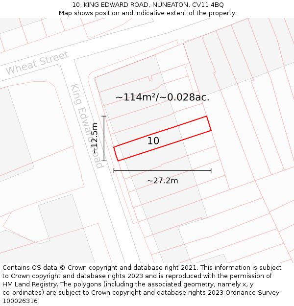 10, KING EDWARD ROAD, NUNEATON, CV11 4BQ: Plot and title map