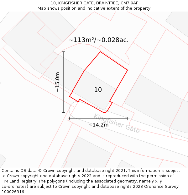 10, KINGFISHER GATE, BRAINTREE, CM7 9AF: Plot and title map