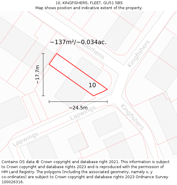 10, KINGFISHERS, FLEET, GU51 5BS: Plot and title map