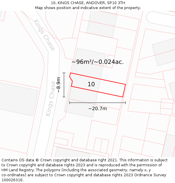 10, KINGS CHASE, ANDOVER, SP10 3TH: Plot and title map