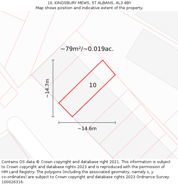 10, KINGSBURY MEWS, ST ALBANS, AL3 4BY: Plot and title map