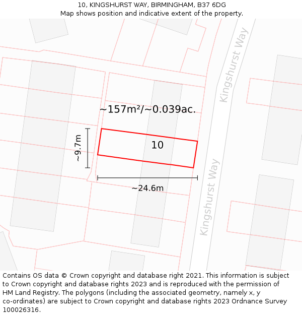 10, KINGSHURST WAY, BIRMINGHAM, B37 6DG: Plot and title map