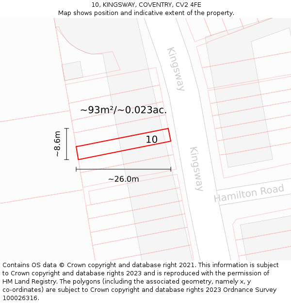 10, KINGSWAY, COVENTRY, CV2 4FE: Plot and title map