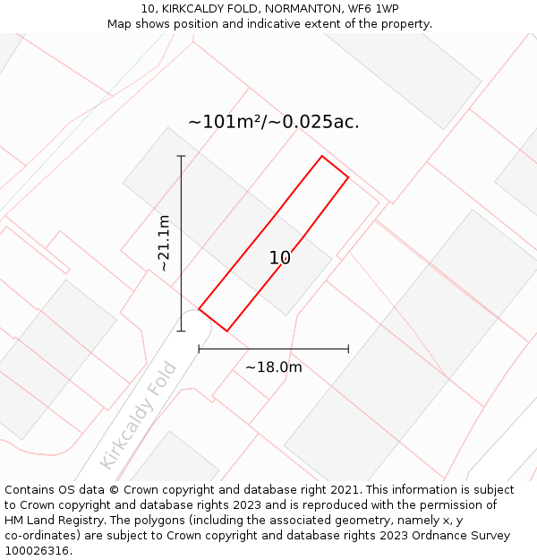 10, KIRKCALDY FOLD, NORMANTON, WF6 1WP: Plot and title map