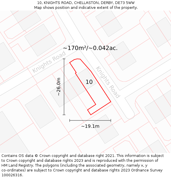 10, KNIGHTS ROAD, CHELLASTON, DERBY, DE73 5WW: Plot and title map