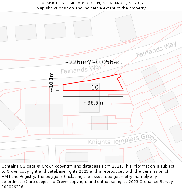 10, KNIGHTS TEMPLARS GREEN, STEVENAGE, SG2 0JY: Plot and title map