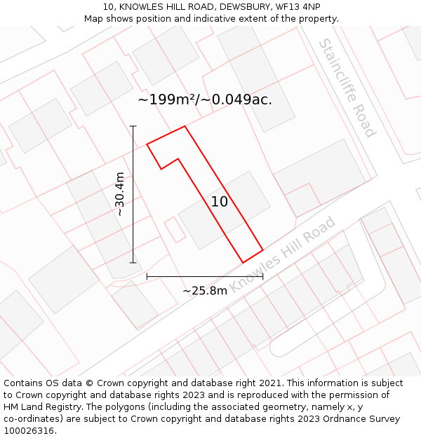 10, KNOWLES HILL ROAD, DEWSBURY, WF13 4NP: Plot and title map