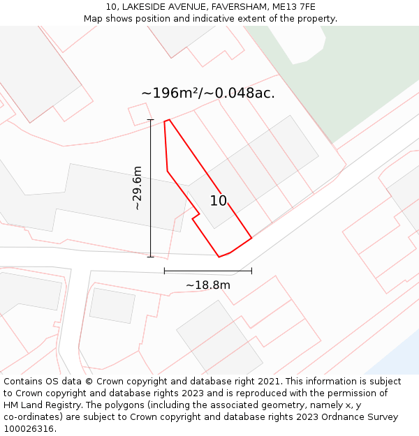 10, LAKESIDE AVENUE, FAVERSHAM, ME13 7FE: Plot and title map