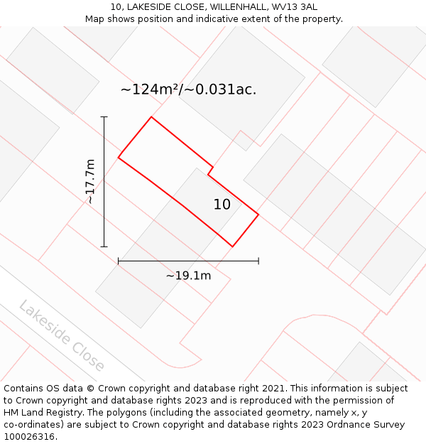 10, LAKESIDE CLOSE, WILLENHALL, WV13 3AL: Plot and title map