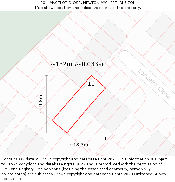 10, LANCELOT CLOSE, NEWTON AYCLIFFE, DL5 7QL: Plot and title map