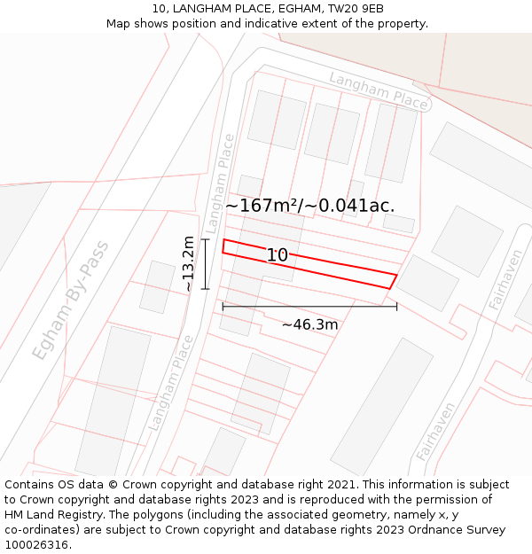 10, LANGHAM PLACE, EGHAM, TW20 9EB: Plot and title map