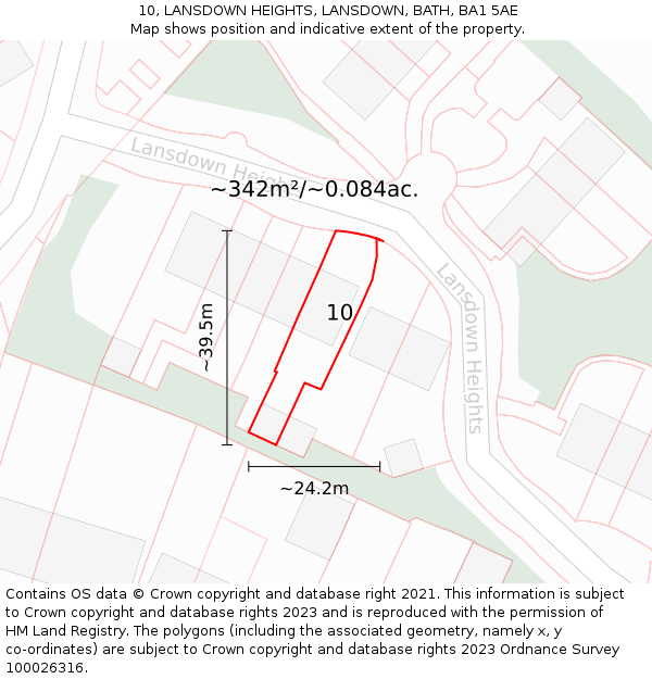 10, LANSDOWN HEIGHTS, LANSDOWN, BATH, BA1 5AE: Plot and title map