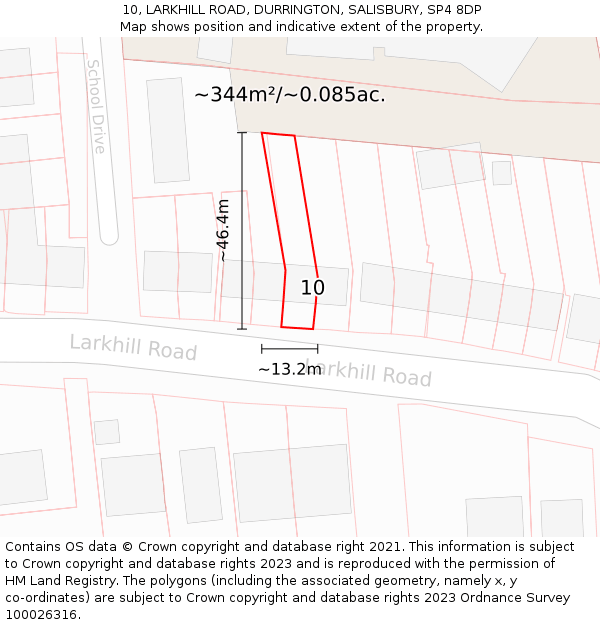 10, LARKHILL ROAD, DURRINGTON, SALISBURY, SP4 8DP: Plot and title map