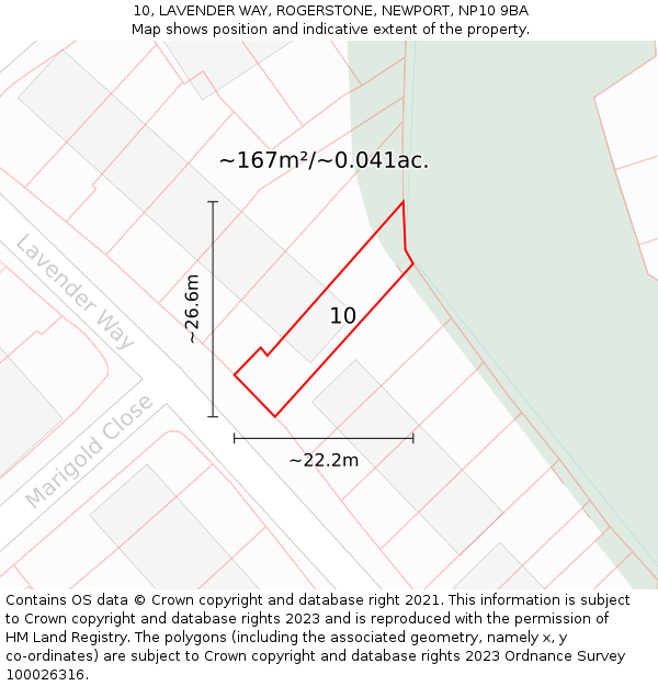 10, LAVENDER WAY, ROGERSTONE, NEWPORT, NP10 9BA: Plot and title map