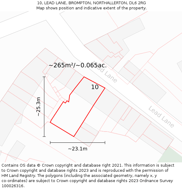 10, LEAD LANE, BROMPTON, NORTHALLERTON, DL6 2RG: Plot and title map