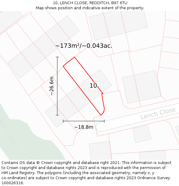 10, LENCH CLOSE, REDDITCH, B97 6TU: Plot and title map