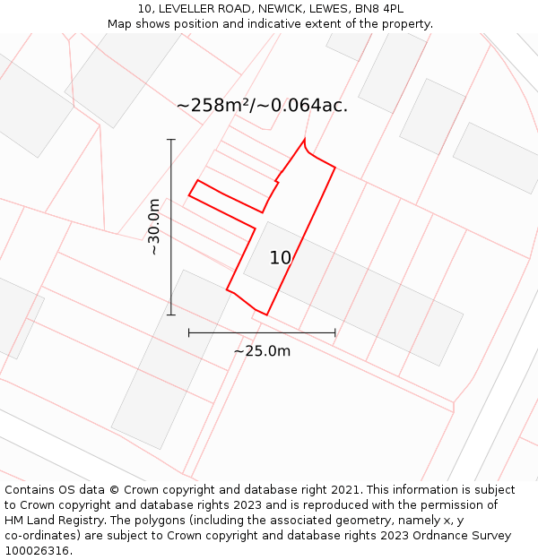 10, LEVELLER ROAD, NEWICK, LEWES, BN8 4PL: Plot and title map