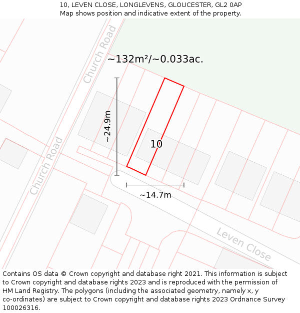 10, LEVEN CLOSE, LONGLEVENS, GLOUCESTER, GL2 0AP: Plot and title map