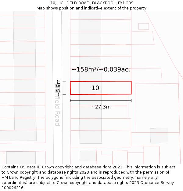 10, LICHFIELD ROAD, BLACKPOOL, FY1 2RS: Plot and title map