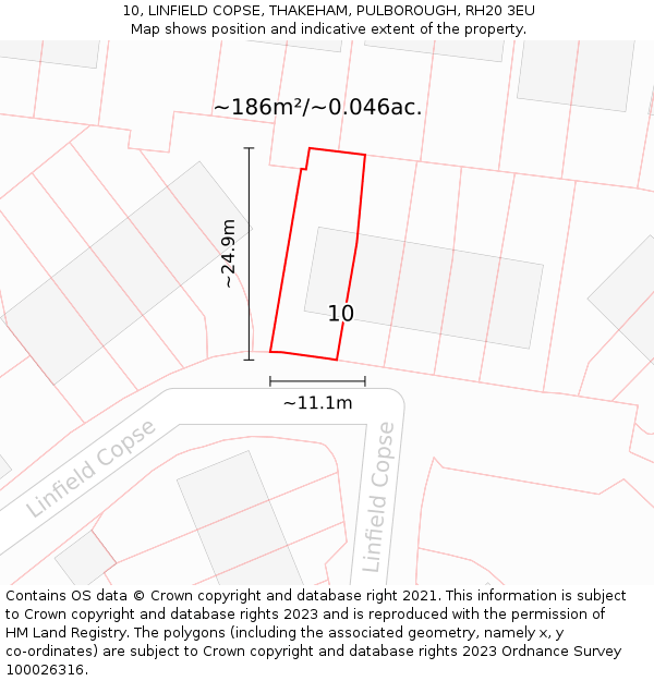 10, LINFIELD COPSE, THAKEHAM, PULBOROUGH, RH20 3EU: Plot and title map
