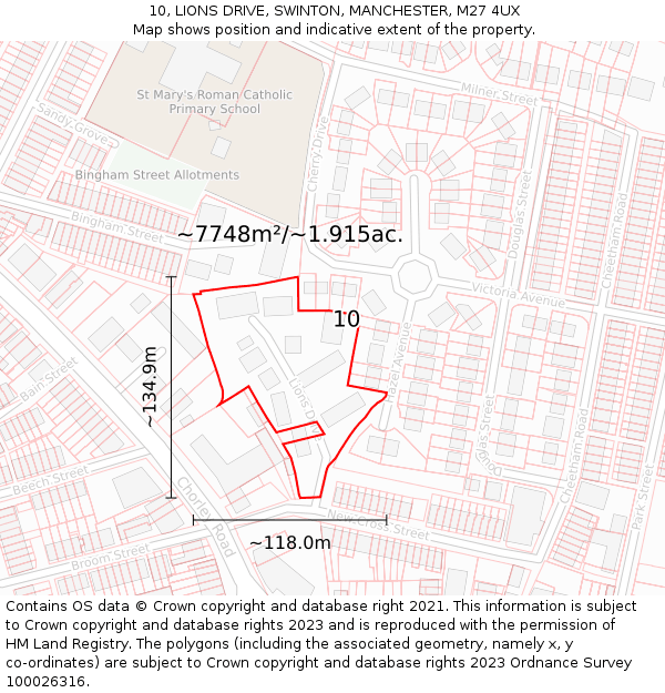 10, LIONS DRIVE, SWINTON, MANCHESTER, M27 4UX: Plot and title map