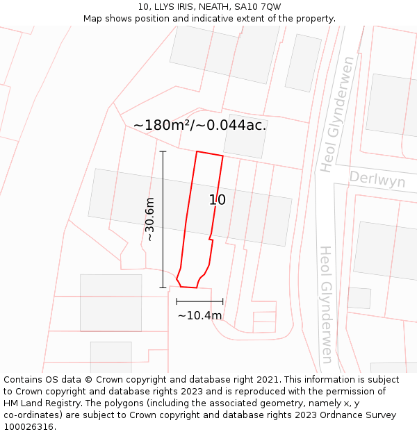 10, LLYS IRIS, NEATH, SA10 7QW: Plot and title map