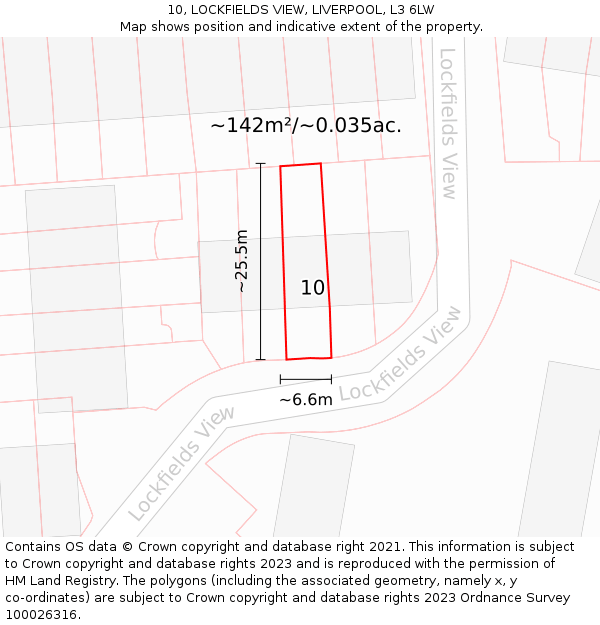 10, LOCKFIELDS VIEW, LIVERPOOL, L3 6LW: Plot and title map