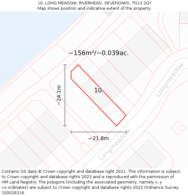 10, LONG MEADOW, RIVERHEAD, SEVENOAKS, TN13 2QY: Plot and title map