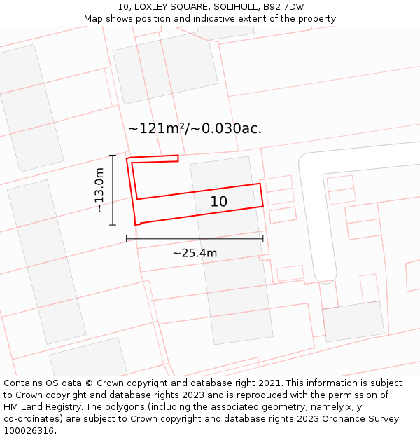 10, LOXLEY SQUARE, SOLIHULL, B92 7DW: Plot and title map